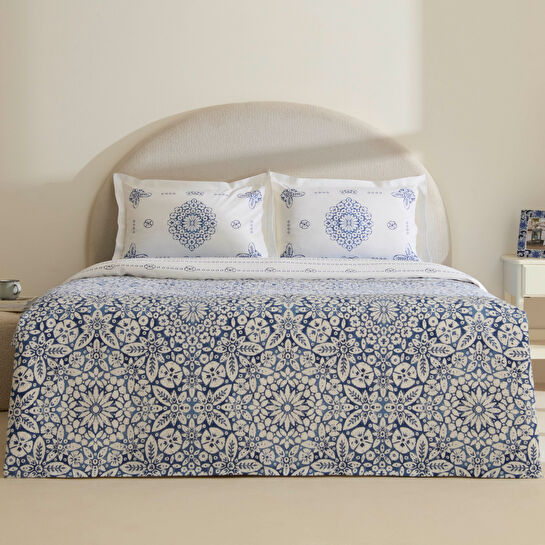 Karaca Home Ida %100 Pamuk Çift Kişilik Pike Takımı Mavi