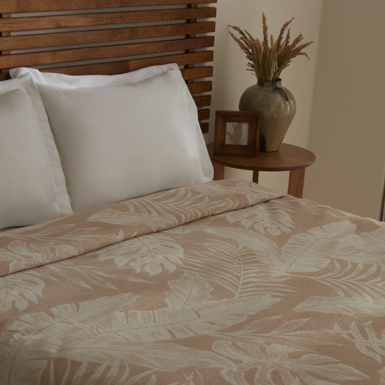 Karaca Home Leafy Sea Müslin Çift Kişilik Tek Pike Bej
