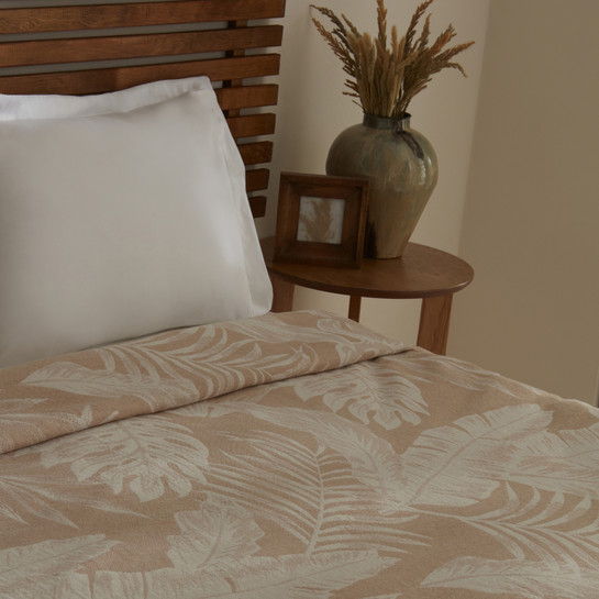 Karaca Home Leafy Sea Müslin Çift Kişilik Tek Pike Bej