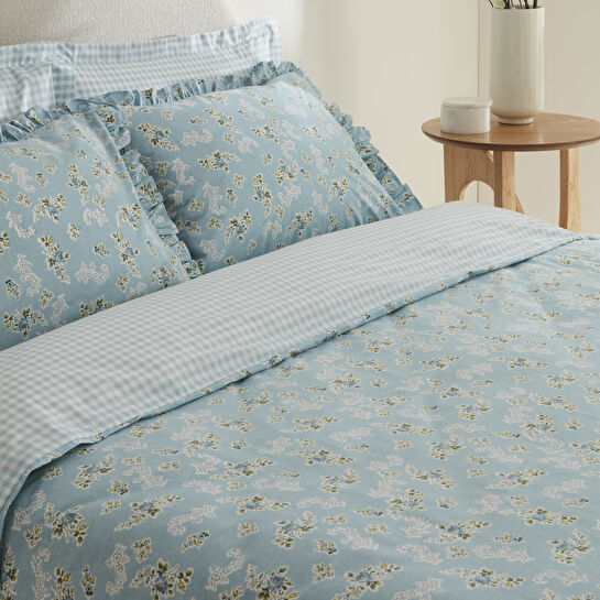 Karaca Home Carlo %100 Pamuk Çift Kişilik Nevresim Takımı Mavi