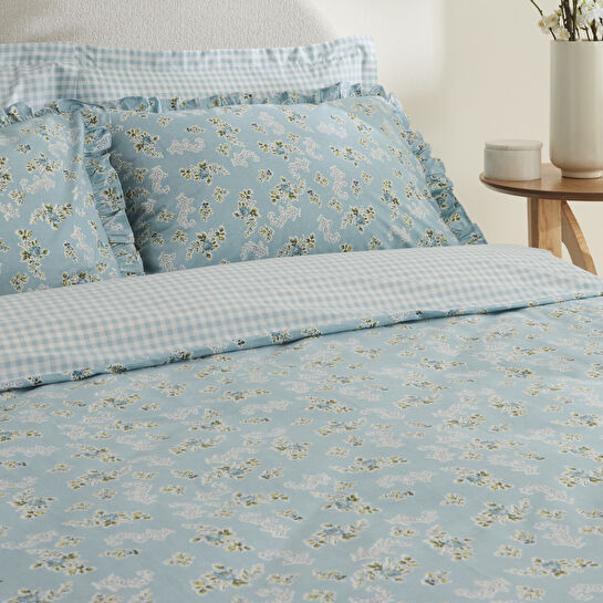 Karaca Home Carlo %100 Pamuk Çift Kişilik Nevresim Takımı Mavi