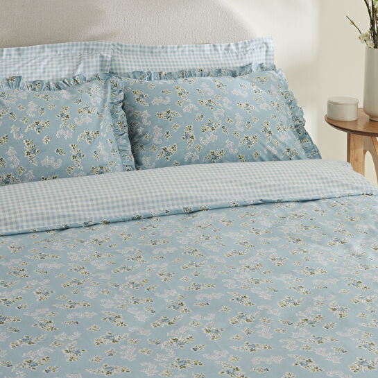 Karaca Home Carlo %100 Pamuk Tek Kişilik Nevresim Takımı Mavi