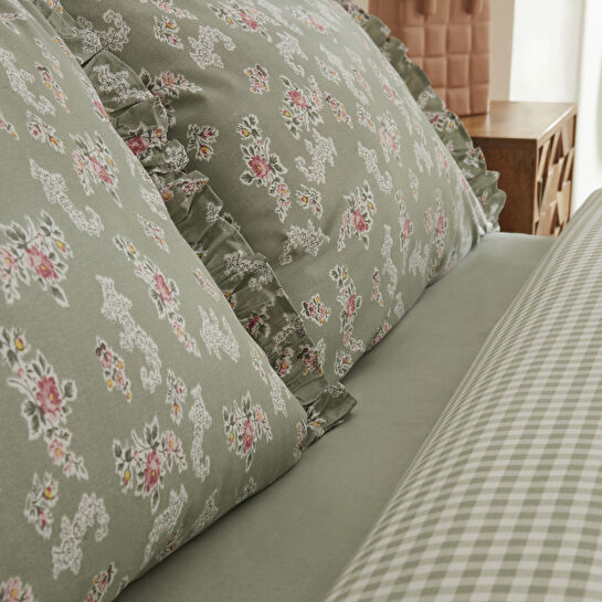 Karaca Home Carlo %100 Pamuk Çift Kişilik Nevresim Takımı Adaçayı