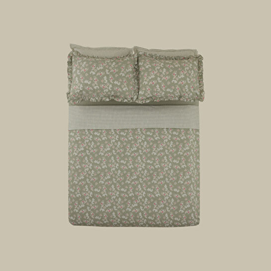 Karaca Home Carlo %100 Pamuk Çift Kişilik Nevresim Takımı Adaçayı