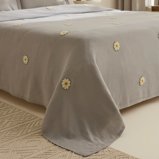 Karaca Home Liona %100 Pamuk Müslin Çift Kişilik Pike Takımı Gri 