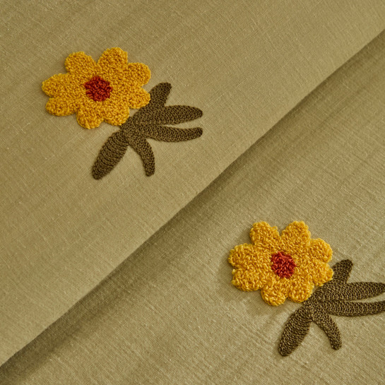 Karaca Home Sunflower %100 Pamuk Müslin Çift Kişilik Pike Takımı Adaçayı 