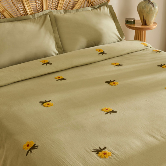 Karaca Home Sunflower %100 Pamuk Müslin Çift Kişilik Pike Takımı Adaçayı 