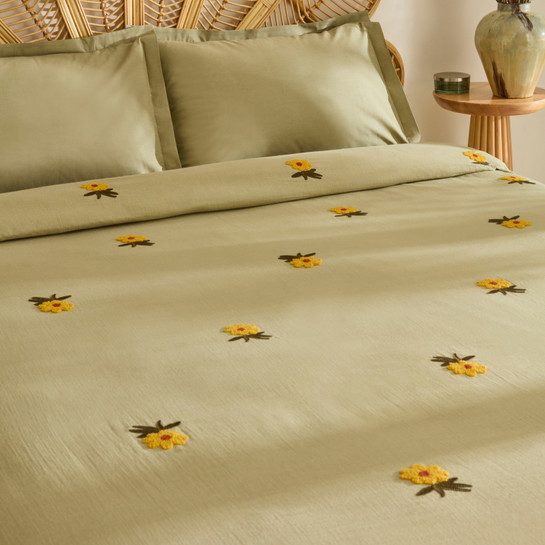 Karaca Home Sunflower %100 Pamuk Müslin Çift Kişilik Pike Takımı Adaçayı 