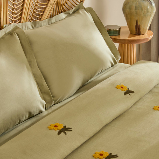 Karaca Home Sunflower %100 Pamuk Müslin Çift Kişilik Pike Takımı Adaçayı 