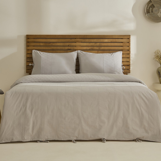 Karaca Home Carmine %100 Pamuk Nakışlı Çift Kişilik Nevresim Takımı Gri