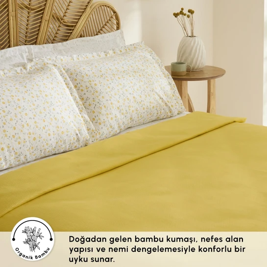 Karaca Home Lina Bambu Tek Kişilik Pike Takımı Sarı