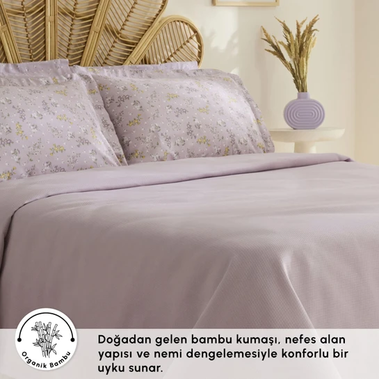 Karaca Home Noa Bambu Tek Kişilik Pike Takımı Açık Mürdüm