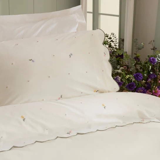 Karaca Home Nellie Nakışlı %100 Pamuk Çift Kişilik Nevresim Takımı Beyaz