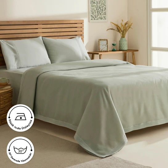 Karaca Home Maisy Bambu Çift Kişilik Pike Takımı Adaçayı