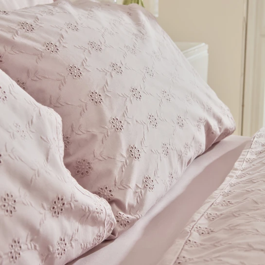 Karaca Home Vivien Brodeli %100 Pamuk Çift Kişilik Nevresim Takımı Pudra