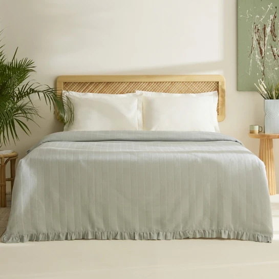 Karaca Home Maye %100 Pamuk Fırfırlı Çift kişilik Tek Pike Mint