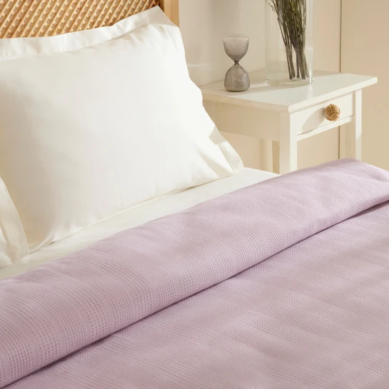 Karaca Home Maye %100 Pamuk Fırfırlı Çift kişilik Tek Pike Mürdüm