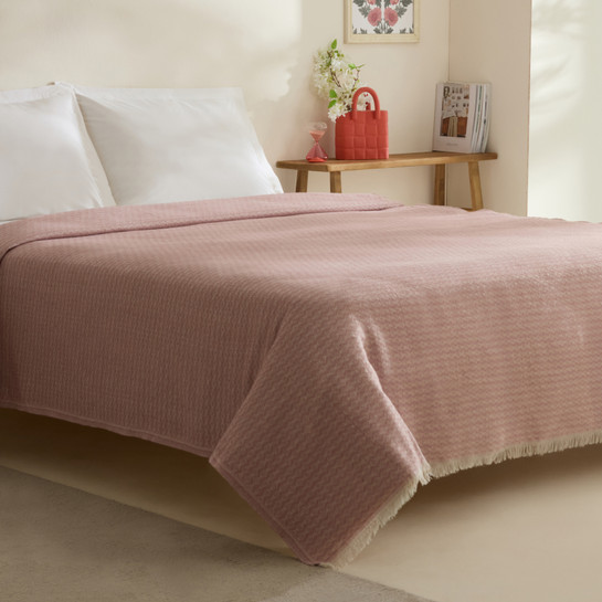Karaca Home Caris Çift Kişilik Tek Pike Pembe