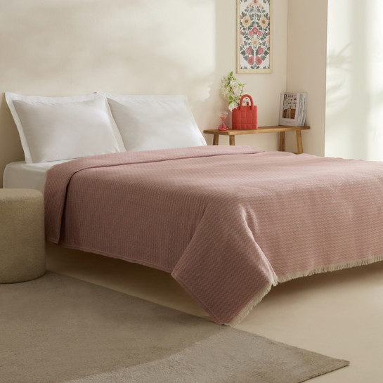 Karaca Home Caris Çift Kişilik Tek Pike Pembe