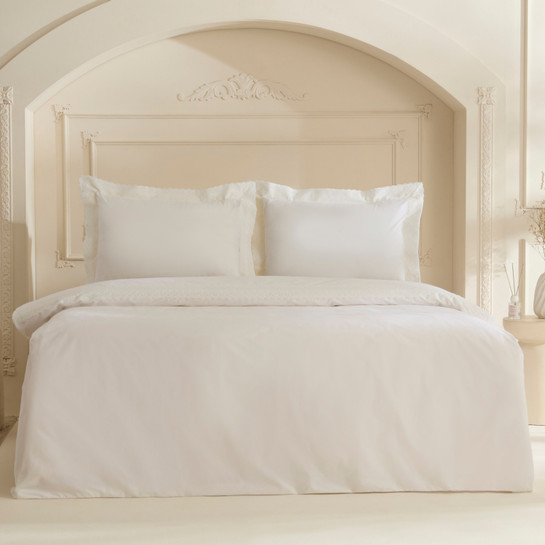 Karaca Home White Coll Eloras %100 Pamuk Çift Kişilik Nevresim Takımı Beyaz
