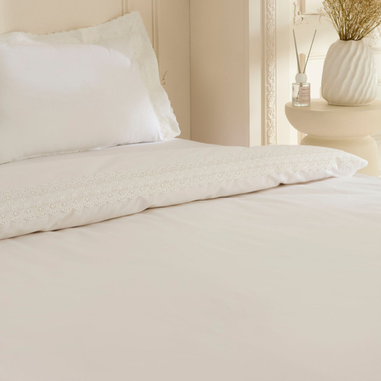 Karaca Home White Coll Eloras %100 Pamuk Çift Kişilik Nevresim Takımı Beyaz