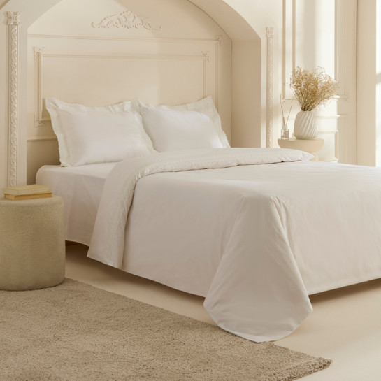 Karaca Home White Coll Eloras %100 Pamuk Çift Kişilik Nevresim Takımı Beyaz