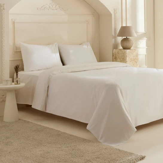 Karaca Home White Coll Lumier %100 Pamuk Çift Kişilik Nevresim Takımı Beyaz