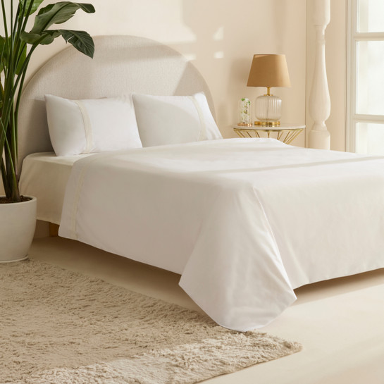 Karaca Home White Coll Cielo %100 Pamuk Çift Kişilik Nevresim Takımı Beyaz