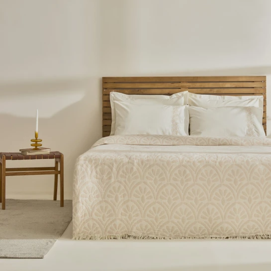 Karaca Home Shailyn Nakışlı Müslin Çift Kişilik Pike Takımı Pudra