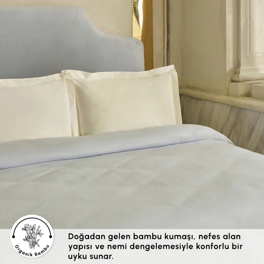 Karaca Home Alya Fistolu Bambu Çift Kişilik Pike Mavi