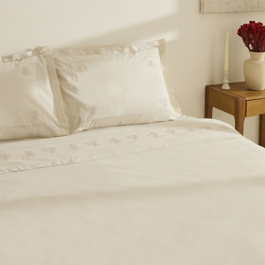 Karaca Home White Collection Rayas %100 Pamuk Nakışlı Çift Kişilik Nevresim Takımı Bej 