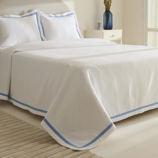 Karaca Home White Collection Doris %100 Pamuk Çift Kişilik Yatak Örtüsü Takımı Mavi 