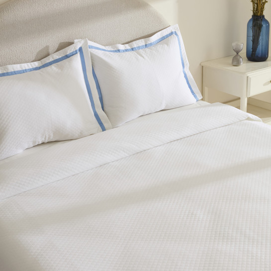Karaca Home White Collection Doris %100 Pamuk Çift Kişilik Yatak Örtüsü Takımı Mavi 