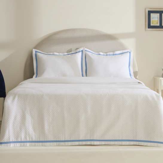 Karaca Home White Collection Doris %100 Pamuk Çift Kişilik Yatak Örtüsü Takımı Mavi 