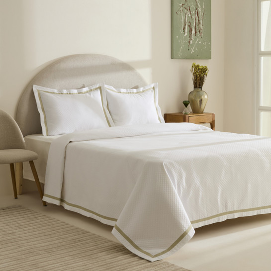 Karaca Home White Collection Doris %100 Pamuk Çift Kişilik Yatak Örtüsü Takımı Adaçayı