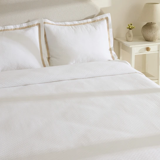 Karaca Home White Collection Doris %100 Pamuk Çift Kişilik Yatak Örtüsü Takımı Bej