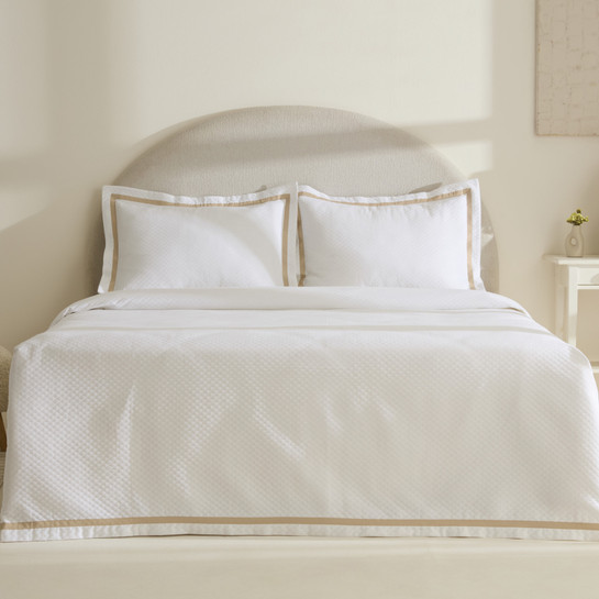 Karaca Home White Collection Doris %100 Pamuk Çift Kişilik Yatak Örtüsü Takımı Bej