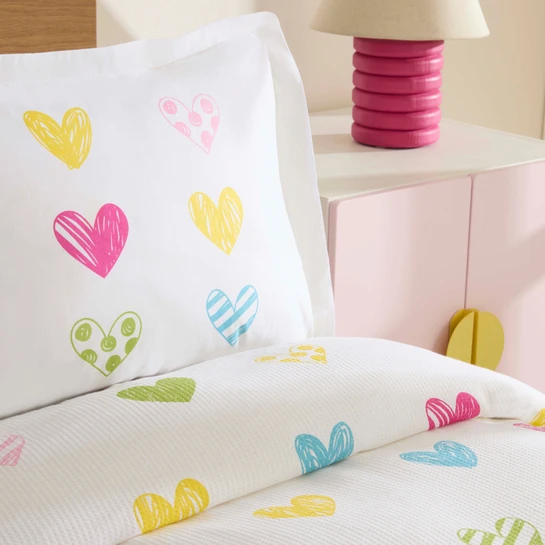 Karaca Home Young Color Heartz %100 Pamuk Tek Kişilik Pike Takımı
