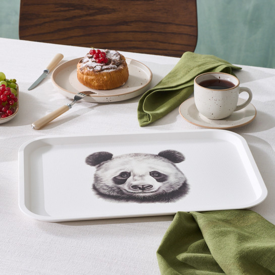 Karaca Apricot Biome Panda Desenli Dikdörtgen Tepsi