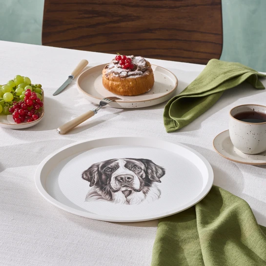 Karaca Apricot Biome Köpek Desenli Yuvarlak Tepsi