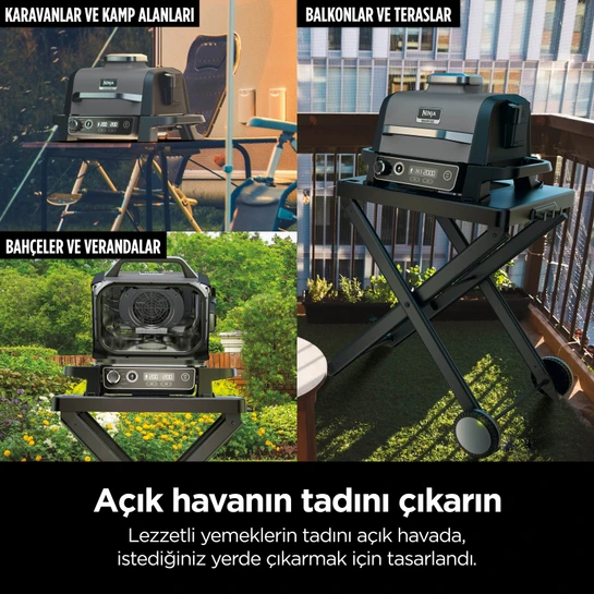 Ninja Woodfire Elektrikli Barbekü Grill ve Smoker Gri Siyah