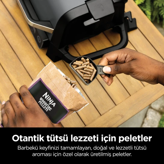 Ninja Woodfire Elektrikli Barbekü Grill ve Smoker Gri Siyah