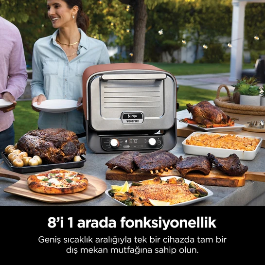 Ninja Woodfire Elektrikli Dış Mekan Fırın, Artisan Pizza Makinesi ve Barbekü Smoker