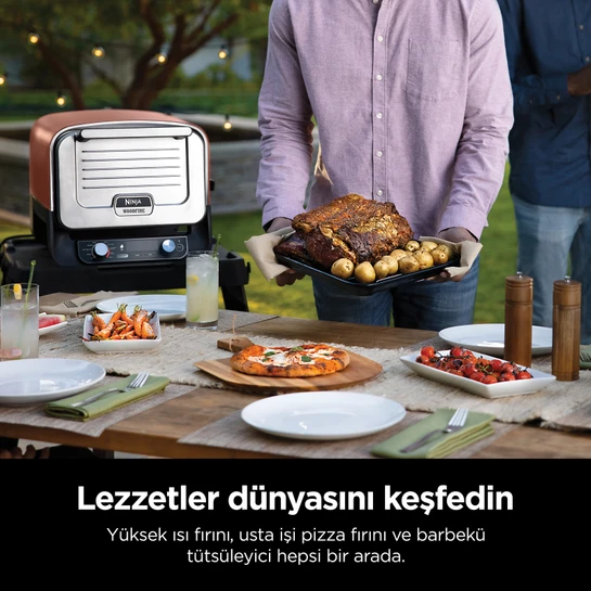 Ninja Woodfire Elektrikli Dış Mekan Fırın, Artisan Pizza Makinesi ve Barbekü Smoker