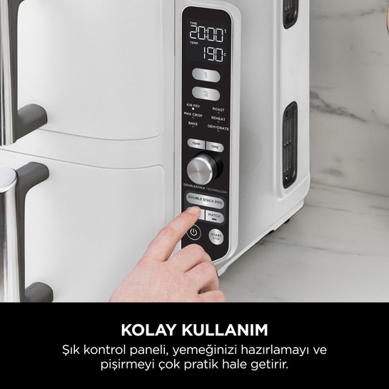 Ninja Double Stack Çift Hazneli XL Air Fryer Beyaz 9.5L 