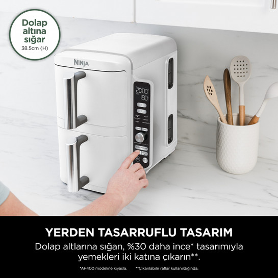 Ninja Double Stack Çift Hazneli XL Air Fryer Beyaz 9.5L 