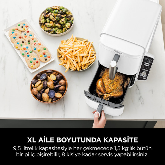 Ninja Double Stack Çift Hazneli XL Air Fryer Beyaz 9.5L 