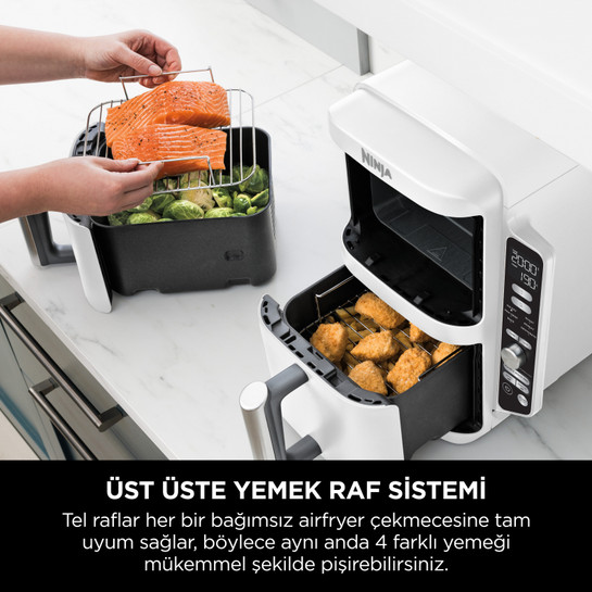 Ninja Double Stack Çift Hazneli XL Air Fryer Beyaz 9.5L 