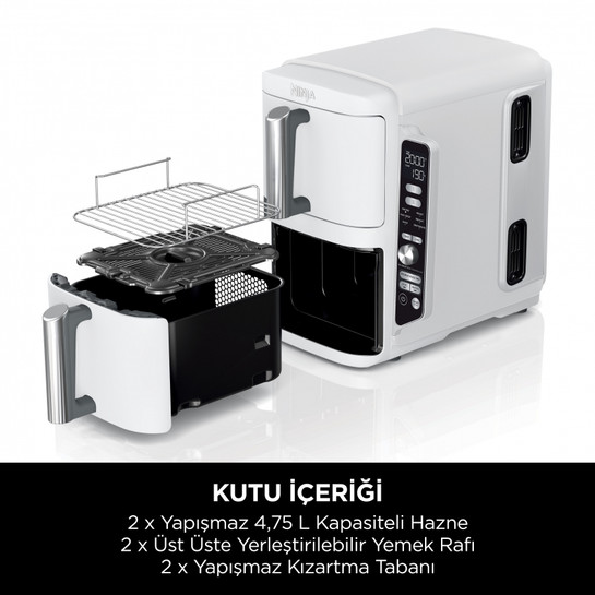 Ninja Double Stack Çift Hazneli XL Air Fryer Beyaz 9.5L 