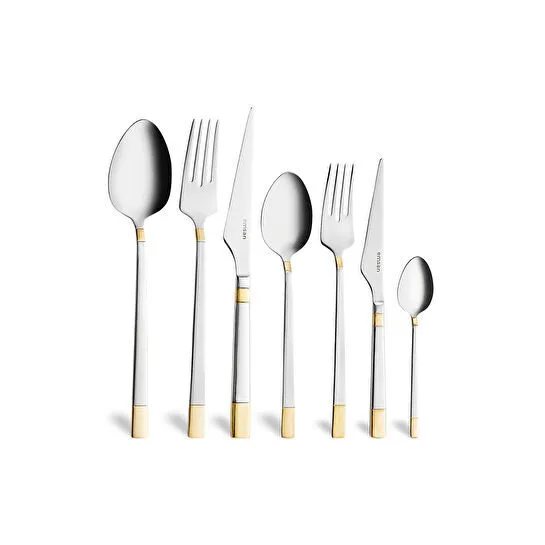 Emsan Elegance Duru Gold 84 Parça 12 Kişilik Lüks Kutulu Çatal Kaşık Bıçak Takımı
